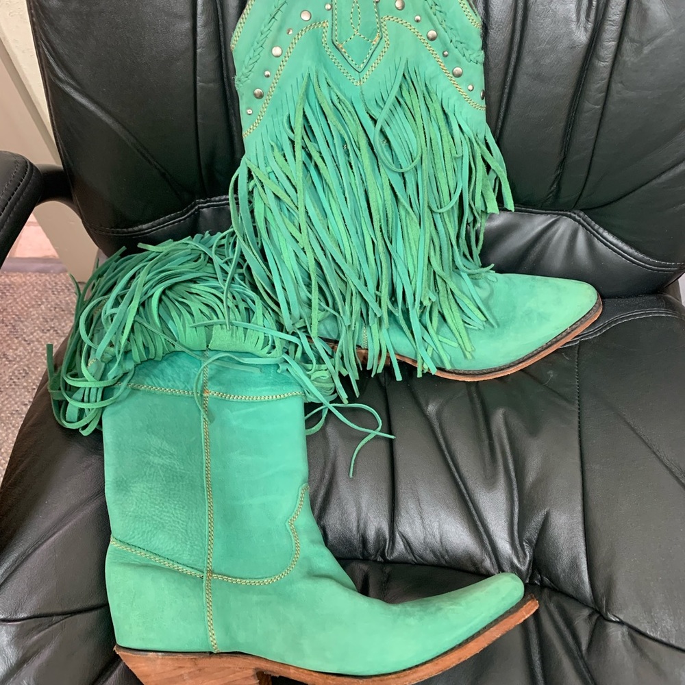 Liberty Black Vegas Turquoise fringe boots LB71124